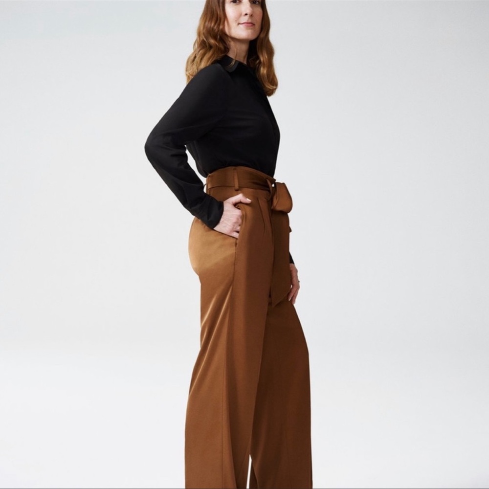 Universal Standard NWT Tresa Wide Leg Tie Pant in Camel Sz Sm(14/16)